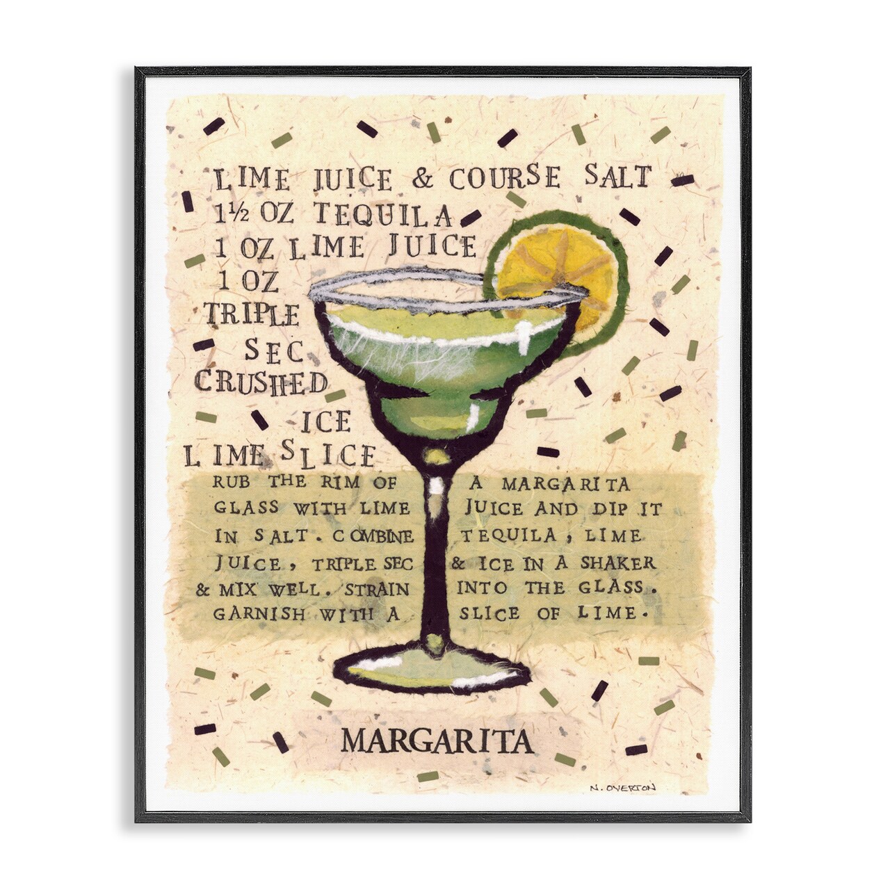 Stupell Industries Salt Margarita Recipe Framed Giclee, design by Nancy Overton